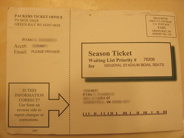 Annual postcard sent out by the organization to those currently on the waiting list for season tickets