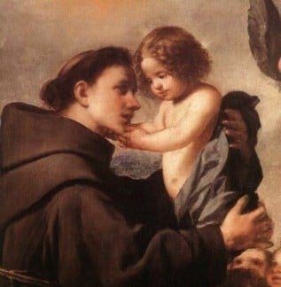 Anthony of Padua (c. 1195–1231) with the Infant Christ, painting by Antonio de Pereda (c. 1611–1678)