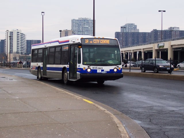 Brampton Transit bus at the now-relocated Bramalea City Centre Terminal