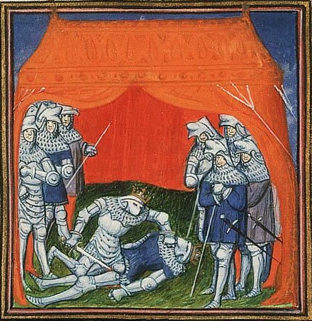 Henry II kills his predecessor as King of Castile and León, Peter the Cruel