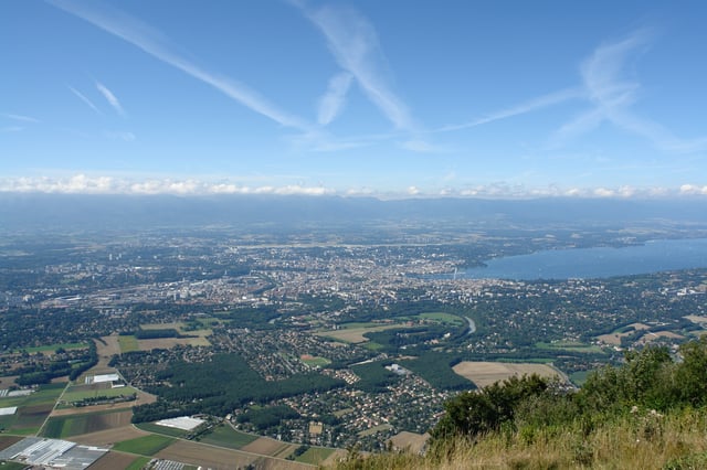 The Geneva area seen from the Salève in France.