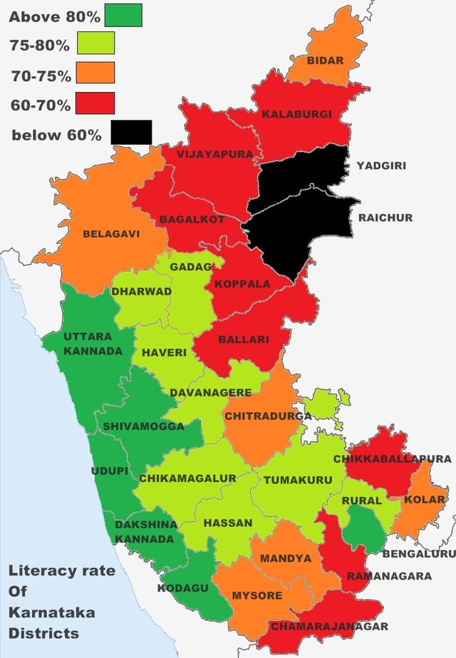 Literacy rates of Karnataka districts