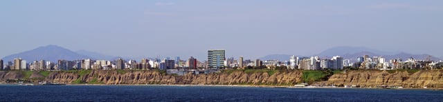 Overview of Costa Verde and the Pacific Ocean, Miraflores district.