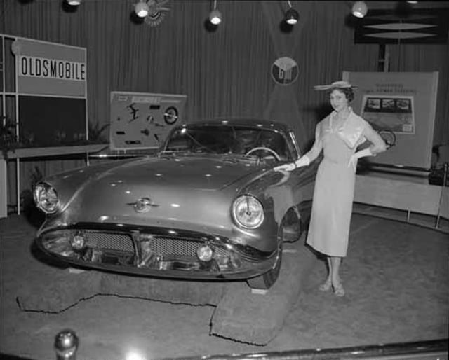 The 1954 Oldsmobile Cutlass on display at the 1955 General Motors Motorama