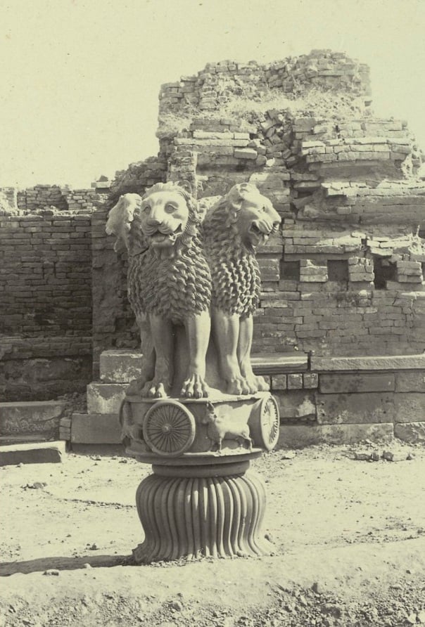 Ashoka pillar, erected by Emperor Ashoka in about 250 BC. It has been adopted as emblem of India.