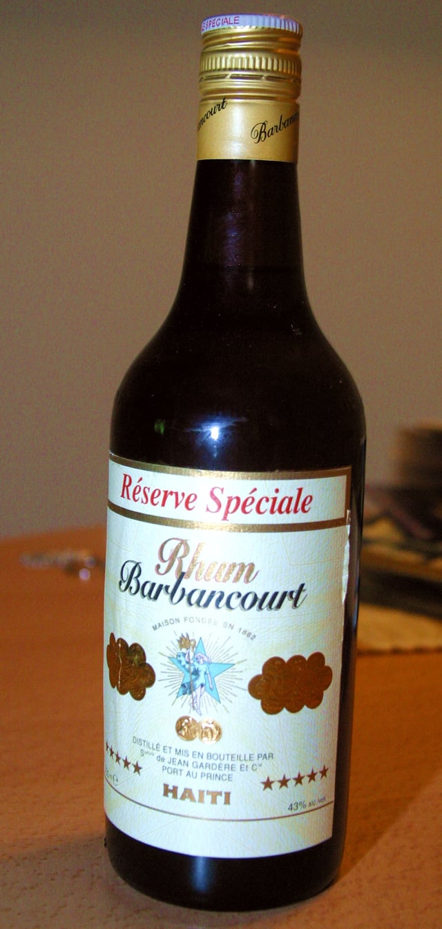 Bottle of Barbancourt Rhum