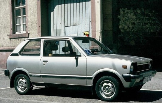 Suzuki Alto (SS80S), European market, note the big export bumpers and the 12-inch wheels.