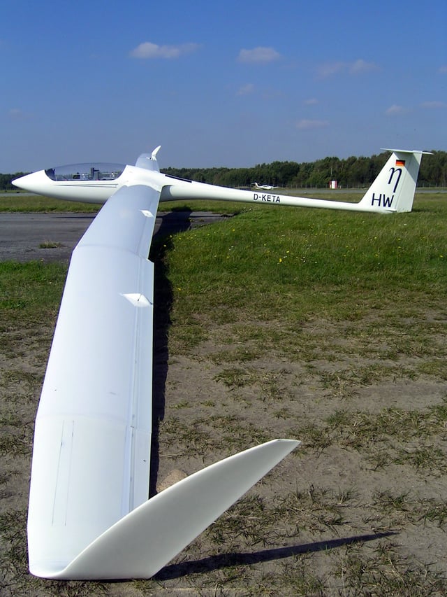 Extremely high aspect ratio wing (AR=51.33) of the Eta motor glider providing a L/D ratio of 70