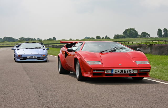 The Diablo (background) was named for a legendary bull, while the Countach (foreground) broke from the bullfighting tradition.