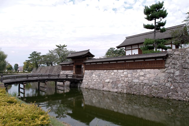 Matsushiro Castle moats and reconstructed gate
