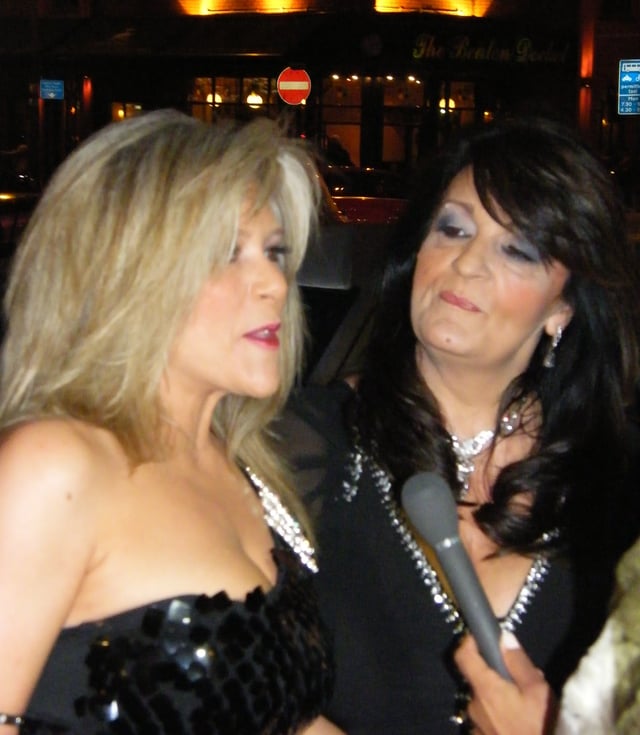 Fox (left) and her partner Myra Stratton at the 2010 Fate Awards in Belfast, Northern Ireland