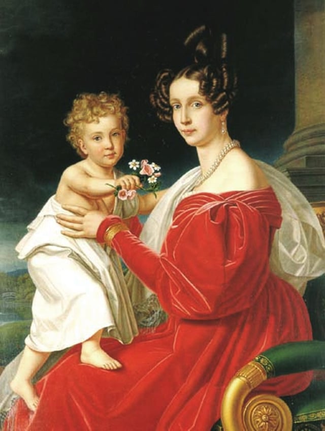 Franz Joseph and his mother Archduchess Sophie. Painting by Joseph Karl Stieler.