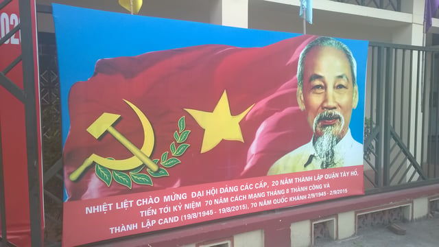 A Communist Party propaganda poster in Hanoi
