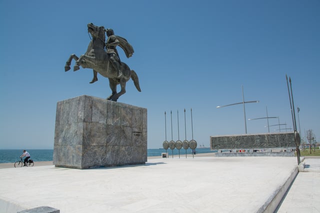 The equestrian statue of Alexander the Great on the promenade