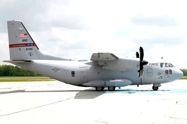 This newly painted 164th Airlift Squadron C-27J Spartan was displayed at Mansfield Lahm Airport in May 2011.