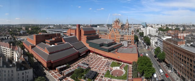 The British Library with St Pancras railway station behind it