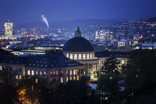 ETH Zurich at night.