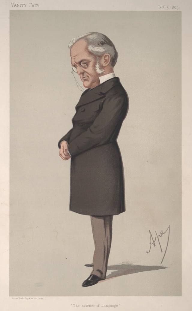 1875 Vanity Fair caricature of Müller confirming that, at the age of fifty-one, with numerous honours, he was one of the truly notable "Men of the Day".
