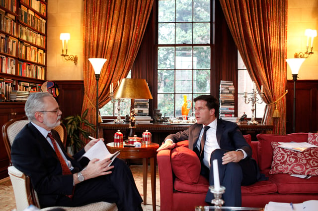 Mark Rutte, prime minister of the Netherlands, being interviewed by the Journal