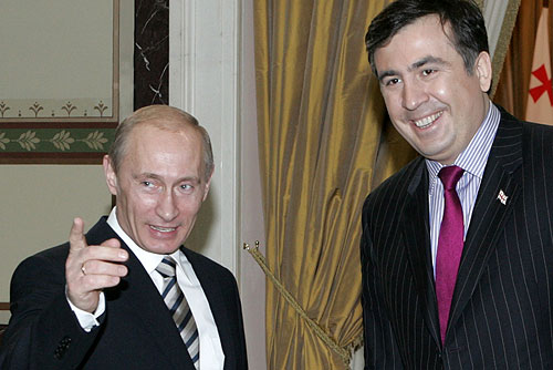 Meeting with Mikheil Saakashvili, then-president of Georgia, in 2008