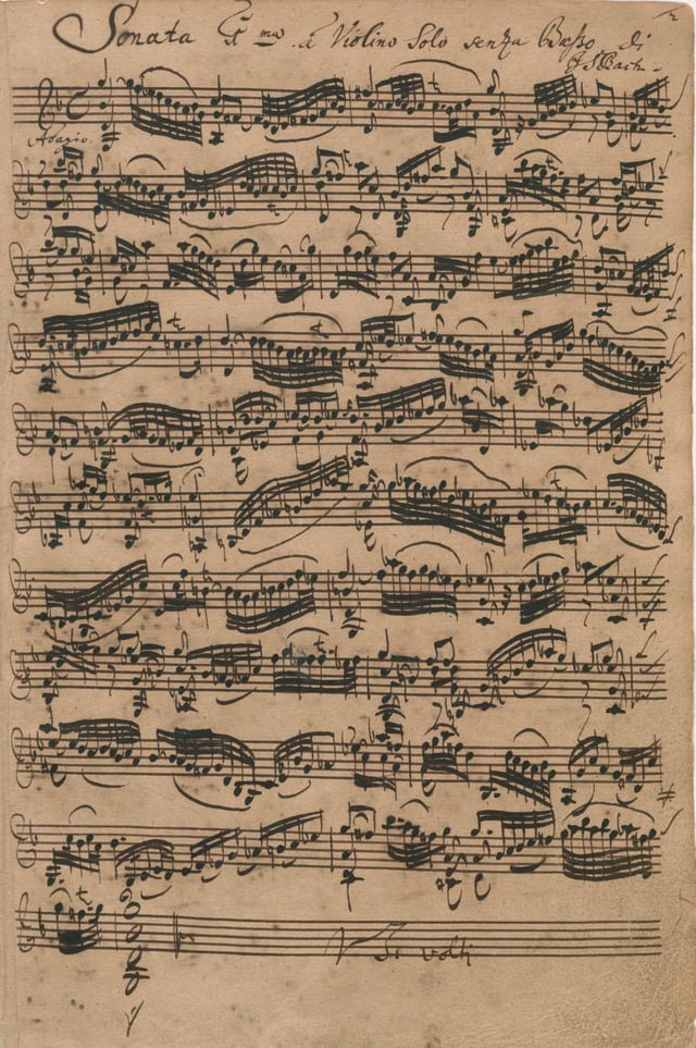 Bach's autograph of the first movement of the Sonata No. 1 in G minor for solo violin (BWV 1001) –  Audio