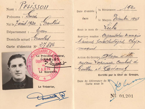 Identity document of French Resistance fighter Lucien Pélissou