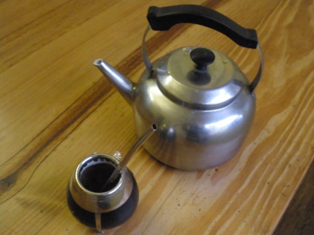 A traditional calabash gourd with a kettle