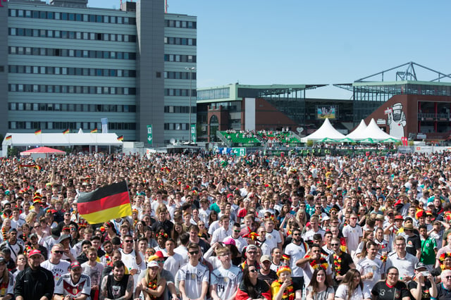 Fans watching the match between Germany and South Korea