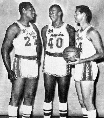 Elgin Baylor (left) and Jerry West (right) led the team to a total of ten NBA Finals appearances in the 1960s and 1970s. Nicknamed "Mr. Clutch", West's silhouette is featured on the NBA's official logo.