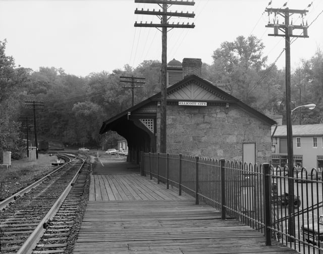 Ellicott City Station, on the original B&O Railroad line, is the oldest remaining passenger station in the United States. The rail line is still used by CSX Transportation for freight trains, and the station is now a museum.