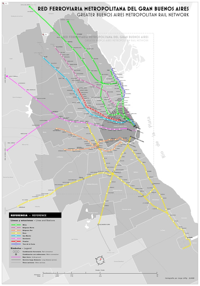 Map of the Greater Buenos Aires Commuter Rail Network