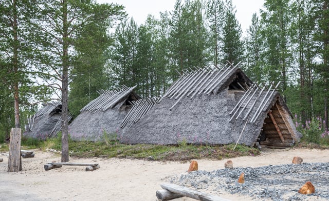 Reconstruction of Stone Age dwelling from Kierikki, Oulu