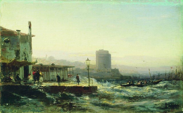 Painting of Baku's shoreline in 1861 by Alexey Bogolyubov.