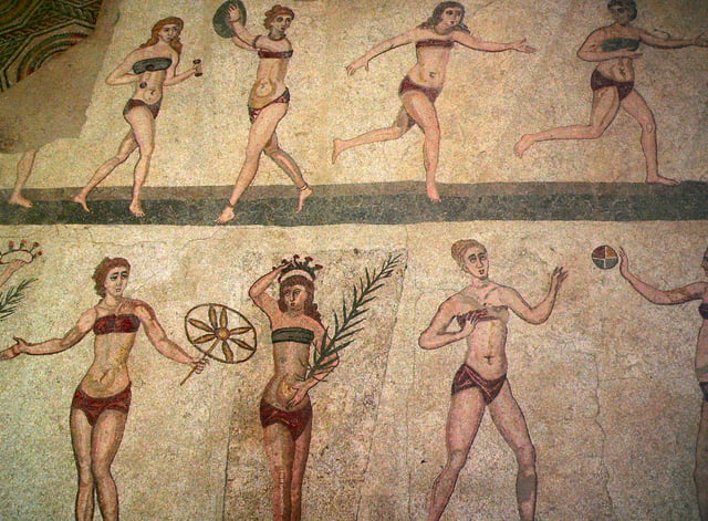 So-called "bikini girls" mosaic from the Villa del Casale, Roman Sicily, 4th century