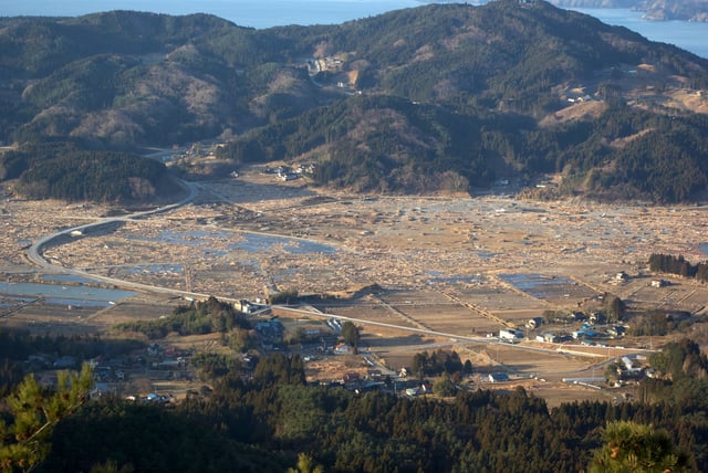Panorama of the Hirota Peninsula in Rikuzentakata swept away