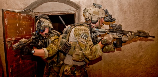 Army Rangers take part in a raid during operation in Nahr-e Saraj, Afghanistan