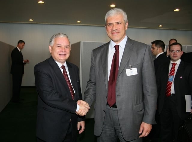 Meeting with Lech Kaczyński, late President of Poland, at the 63rd UN General Assembly session in September 2008