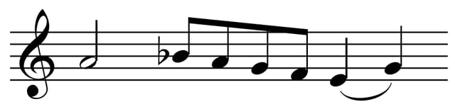 Motive from Machaut's Mass, notable for its length of seven notes. Play