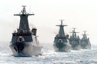Durango-class offshore patrol vessels in formation.