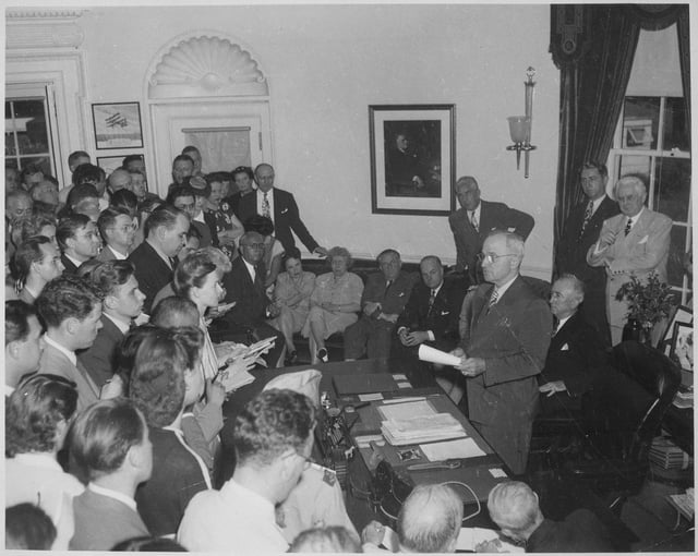Truman announces Japan's surrender, August 14, 1945