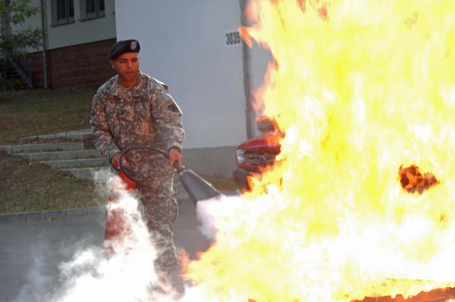 Use of a CO2 fire extinguisher.