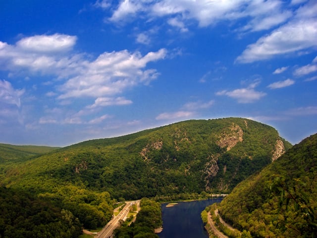 New Jersey, seen here in Warrren County, shares the Delaware Water Gap with neighboring Pennsylvania.