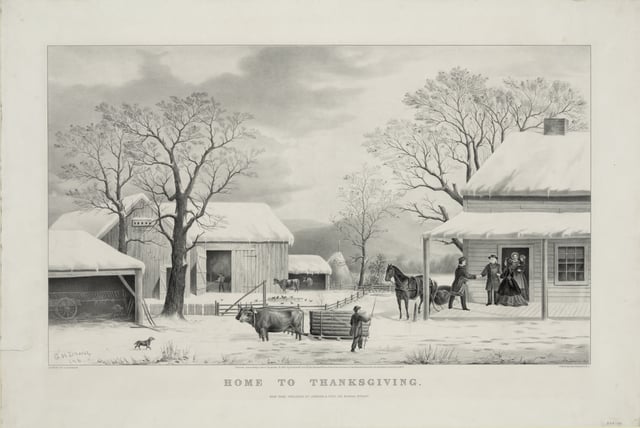 Home to Thanksgiving, lithograph by Currier and Ives (1867)