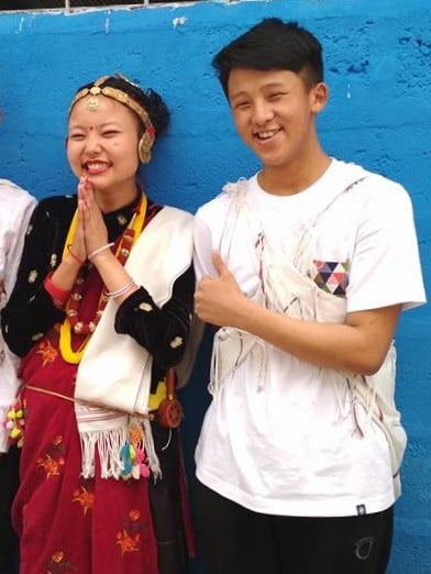 A Magar couple in their ethnic dress.