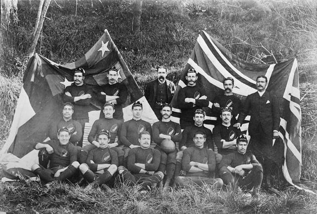 The New Zealand Natives' football team prior to playing Queensland in July 1889