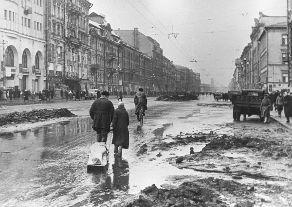 In besieged Leningrad. "Hitler ordered that Moscow and Leningrad were to be razed to the ground; their inhabitants were to be annihilated or driven out by starvation. These intentions were part of the 'General Plan East'." – The Oxford Companion to World War II.