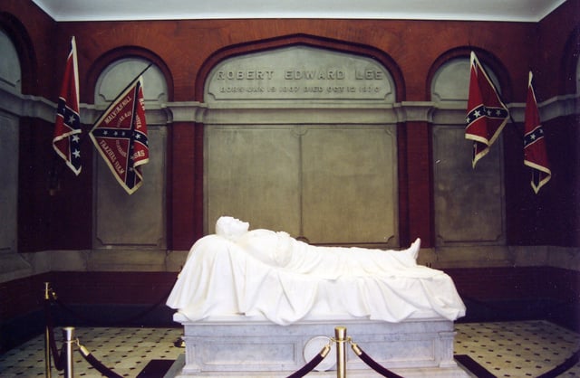 "Recumbent Statue" of Robert E. Lee asleep on the battlefield, Lee Chapel, Lexington, Virginia.