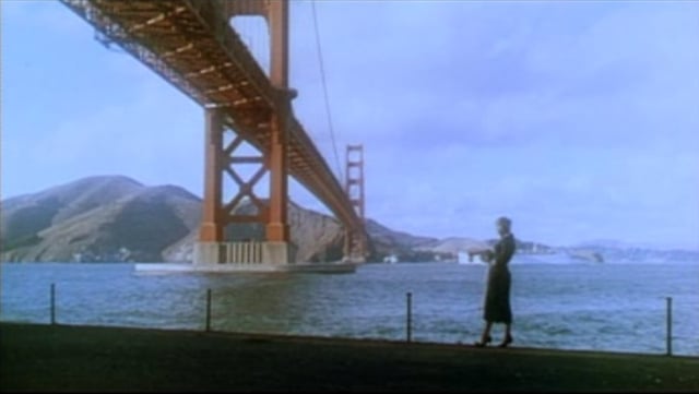Kim Novak by the Golden Gate Bridge in Vertigo (1958)