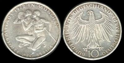 Munich Olympics commemorative 10-mark coin, 1972