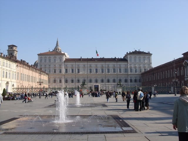 Piazza Castello with Palazzo Reale (Royal Palace) in the background.